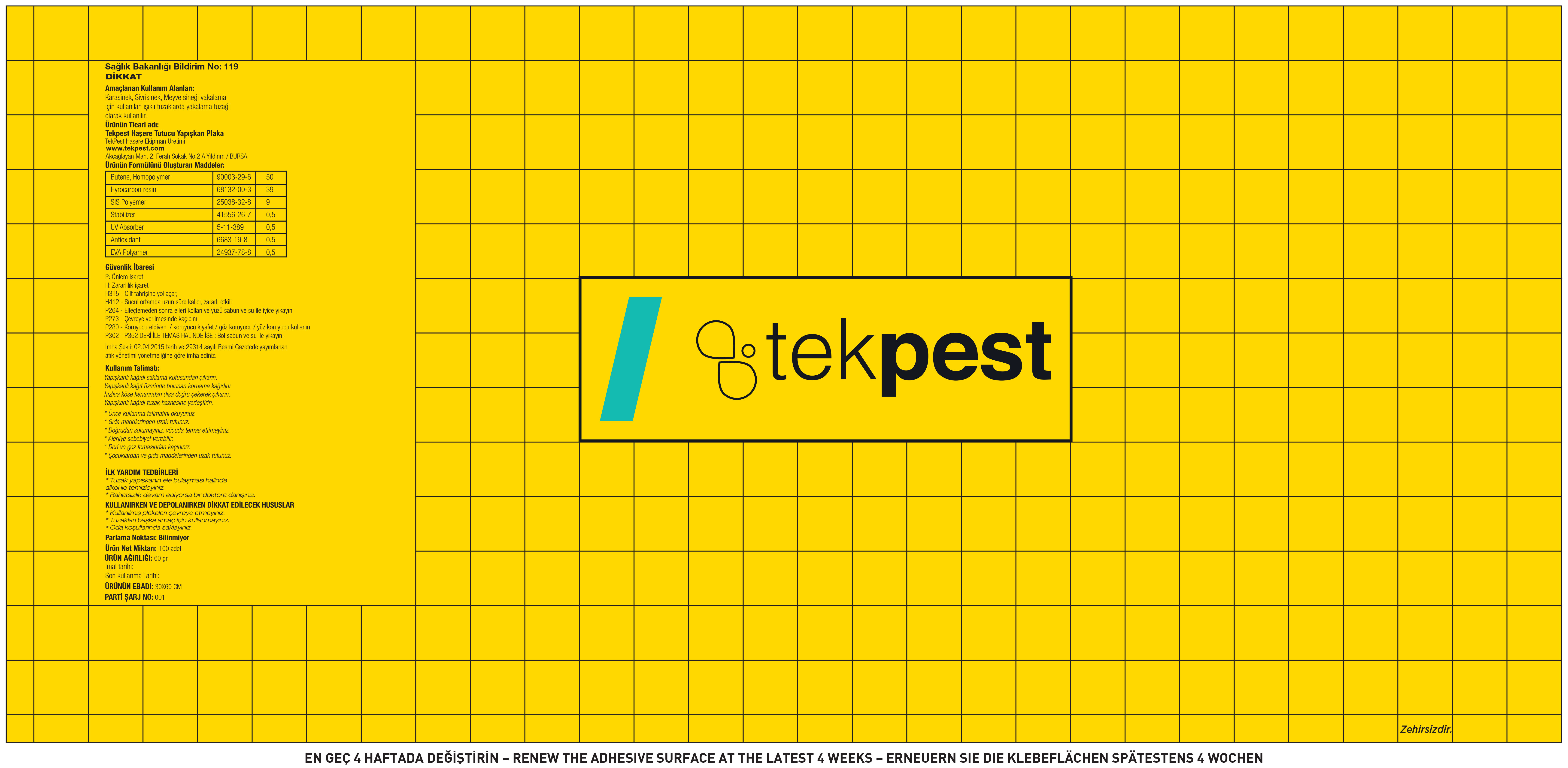 Uçan Haşere Tutucu Yapışkan Plaka 60x30