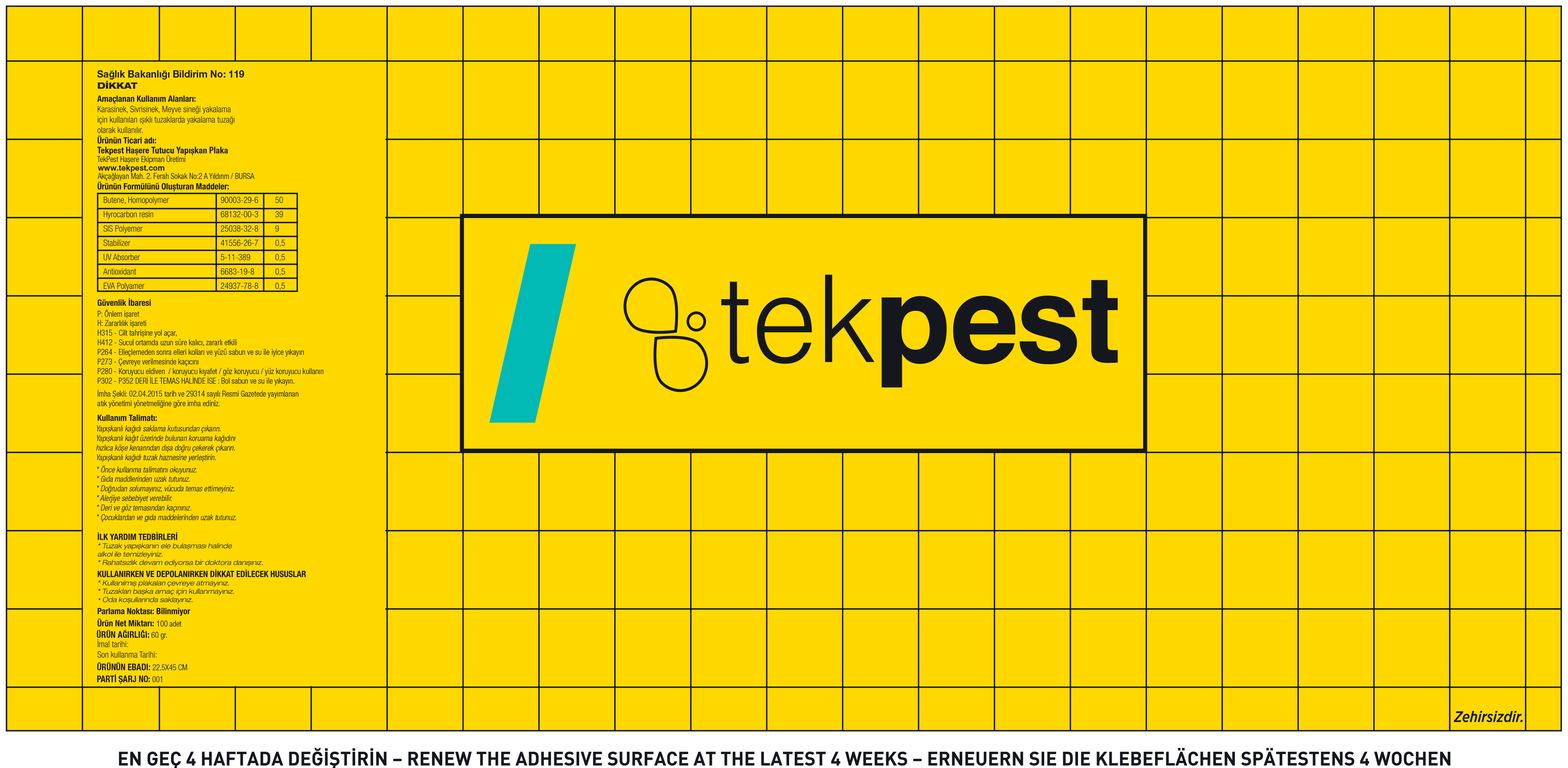 Uçan Haşere Tutucu Yapışkan Plaka 45x22.5